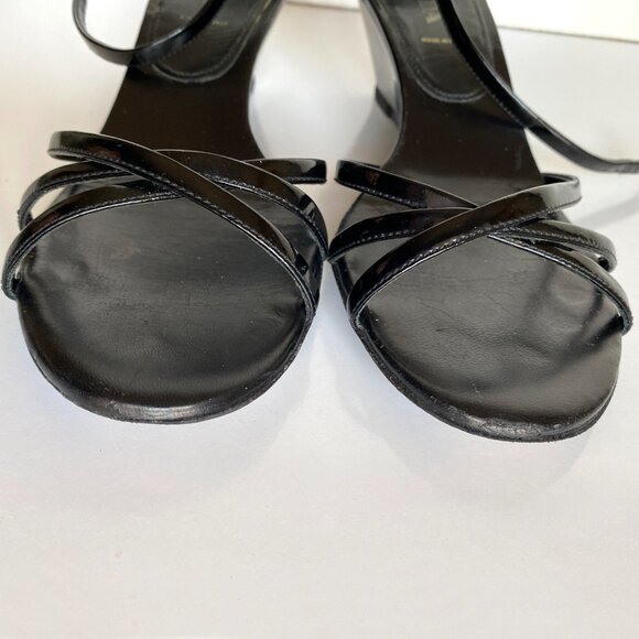 Prada Patent Leather Wedged Sandals Black Size 9.5 Vintage - Picture 13 of 15